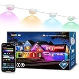 Lepro E1 AI Permanent Outdoor Lights APP Control, 100ft 60 LED Smart RGB+IC+Warm/Cool White House Eave Light for Halloween Christmas, Alexa Google Enabled, 2.4 GHz WiFi/Bluetooth, NO Remote Controller