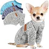 3 Pack Dog Sweaters for Small Dogs Girl Boy Winter Fleece Clothes Warm Soft Dog Sweatshirt Outfit for Dogs Cats Pet Apparel (Navy Blue+Grey+Light Blue, Medium)