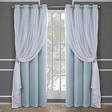 TOWN & COUNTRY LUXE Talia Double Layer Indoor Curtains, Sheer and Room Darkening Blackout, Grommet Top, Energy Efficient, 2-Pack Set, 52"W x 84"L, Aqua 2 Count