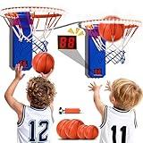 TERRAMUS Indoor Mini Basketball Hoop for Kids, 2 PCS Basketball Hoops with LED Scoring & Sound, Adjustable Height Mini Hoop w/ 4 Balls, Dual Shot Electric Sport Toys Gifts for 3-10 Year Old Boys Girls