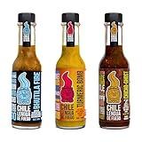 Spicy Trio Celebrity Variety Pack - Bhutila Fire, Turmeric Bomb, & Chicho-Ghost - Hot Ones Featured - Artisan Honduran Hot Sauces - 3-Pack Gift Set