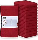 Utopia Towels Kitchen Bar Mops, Pack of 12, 16 by 19 Inches, 100% Cotton Super Absorbent Red Towels, Multi-Purpose Cleaning Towels for Home and Kitchen Bars