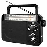 Retekess TR604 AM FM Radio,Portable Radio Plug in Wall,D Battery Operated,Large Dial,High/Low Tone Mode,Big Speaker,Earphone Jack,for Home,Picnic,Senior