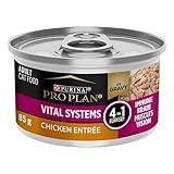 Purina Pro Plan Wet Cat Food Vital Systems Chicken Entree in Wet Cat Food Gravy 4-in-1 Immune, Brain, Muscle and Vision - (Pack of 24) 3 oz. Cans