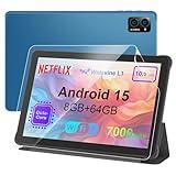 10 inch Android 15 Tablet: Octa-Core, 8GB RAM 64GB, 7000mAh, with Stand Case, IPS HD Display, Wi-Fi 6, OTG, Metal Body – Fast & Portable Tablet for Work & Entertainment, 2-Year Protection