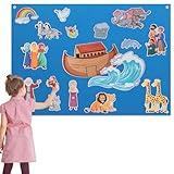 HunnmingRe Noah's Ark Felt Board Bible Stories Set Flannel Felt Board for Girls Boys Noah's Ark Craft Toy Pieces Bible Puzzles for Baptism School Class Home Activities
