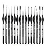 PANDAFLY Detail Paint Brushes Set, 15pcs Miniature Brushes for Fine Detailing & Art Painting - Acrylic, Oil, Watercolors & Paint by Number, Models, Face, Nail, Craft