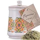 Ground Rosemary in Italian Handmade Ceramic Jar, Herb, Spice & Seasoning Gifts, ARTIGIANI DEI SAPORI, Product of Italy, Net Weight 0.7 oz