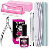 FANDAMEI Nail Files and Buffers, Manicure Tools Nail Care Kit with Nail File, Nail Buffer Block, Cuticle Care for Women with Nippers, Pusher Peeler. Cuticle Oil and Nail Prep Kit.