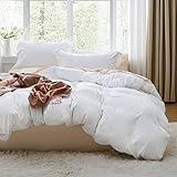 Bedsure White Duvet Cover Queen Size - 3 Pieces Prewashed Extra Soft Bedding Set, Includes 1 Duvet Cover 90x90 Inches with Zipper Closure & 2 Pillow Shams, Comforter Not Included