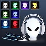FancyMay RGB Headphone Stand with Music Rhythm Light, 8-Color LED Gaming Headset Holder with USB & Type-C Charging Ports, Voice-Activated Light for PC Desk Setup, Gamer Gifts for Men & Boys