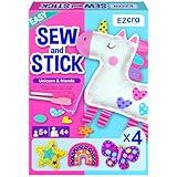 EZCRA Easy Arts and Crafts for Kids - No Mess Sewing Kit for Kids - 4 Easy to Do Unicorn Sewing Projects - Fun Felt Stickers - Tools with Instruction - Gifts for Girls Age 4,5,6,7,8