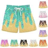 11-12 Years Ice Cream Shorts Boys Summer Cute Preppy Ice Cream Drip Baseball Lifestyle 101 Shorts Elastic Waist Active Track Short Pants Green
