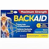 Backaid Maximum Strength Aspirin-Free Pain Relief from Backache, Sciatica and Leg Pain, Powerful Combination, Long-Lasting 6 Hour Formula, 38 Count