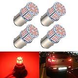iFunyLED 4PCS 1157 LED Bulb Brake Tail Light 12V-24V Super Bright 2357 2057 7528 BAY15D LED Replacement Light Kit Set for Car Tail Brake Turn Signal Lights - Brilliant Red