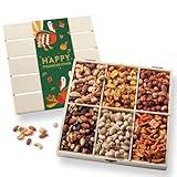 Thanksgiving Mixed Nuts Gift Basket, Premium Assorted Gourmet Nuts in Wooden Crate, Holiday Themed Packaging, Bonnie and Pop