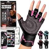 MhIL Workout Gloves for Women – Breathable Gym Gloves for Women with Palm Protection and Enhanced Grip – Padded Weight Lifting Glove for Womens with Wrist Wraps Support Weightlifting Exercise Cycling