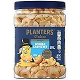 PLANTERS Deluxe Salted Whole Cashews, Party Snacks, Plant-Based Protein, Snacks for Adults, After School Snack, Roasted Flavored Cashews with Sea Salt, Kosher, 33oz Container