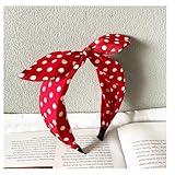 Deghew Red Polka Dot Bow Headbands Cute Bandana Hairband Halloween Costume 50s Hair accessories for women and girls