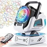 2025 Upgraded Bubble Machine with Remote Control, Automatic Rotation & RGB Lights, 1800mAh Rechargeable Battery, Type-C Charge, Bubble Maker for Kids, Weddings, Birthday Parties, Outdoor Activities