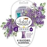 BIC Soleil 4 Escape Scented Women's Disposable Razors With 4 Blades, Comfortable Shave, Lavender & Eucalyptus Scented Handle Shaving Razors for Women, 4 Count