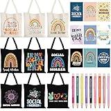 AmazingSpark 27 Pcs Social Worker Appreciation Gifts Bulk Includes Canvas Tote Bags A5 Inspirational Journal Notebooks Ballpoint Pens for Social Workers MSW Students