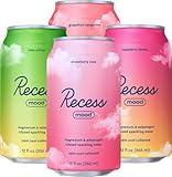 Recess Mood Magnesium & Adaptogen Drink, Relaxation Beverage, 12 Ounce (Variety Pack, 12 Pack)
