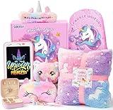 Golray 10 Pcs Unicorn Gifts for Girls Toys Christmas Birthday Gifts Kids Girls Age 3 4 5 6 7 8 9 12 with Glowing Blanket/LCD Drawing Tablet, Unicorn Kids Girls Toys for Daughter, Niece, Granddaughter