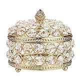 Hipiwe Crystal Mirrored Jewelry Box - Jewelry Trinket Organizer Treasure Box Home Decor Ring Earrings Necklace Storage Holder Chest Keepsake Box,Birthday Christmas Gift for Women, Large