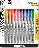 Zebra Pen Zazzle Liquid Ink Highlighter, Chisel Tip, Assorted Colors, 10-Count