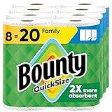 Bounty Quick Size Paper Towels, White, 8 Family Rolls = 20 Regular Rolls (Packaging May Vary)
