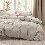 Bedsure Duvet Cover Queen Size - 3 Pieces Prewashed Extra Soft Bedding Set, Includes 1 Duvet Cover 90x90 Inches with Zipper Closure & 2 Pillow Shams, Linen, Comforter Not Included
