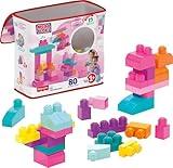 MEGA BLOKS First Builders Toddler Blocks Toys Set, Big Building Bag Collection with 80 Pieces and Storage, Pink, Ages 1+ Years