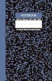 Black & Calcite Blue Marble School Notebook – Grid, 96 Pages, 5.5" x 8.5", Soft Matte Cover: For schoolwork, math, science, creative projects, and daily planning