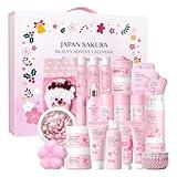 LAIKOU Japan Sakura Beauty Advent Calendar 2025, Christmas Gifts for Women, Skin Care Set, Bath Body Gift Set, New Year Skincare Beauty Gift Baskets, 24pcs Surprise Gift Box for Women and Girls