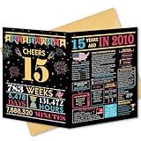 Oamiolek Jumbo 15th Birthday Card, Fifteen Years Old Birthday Card for Boy Girl, Funny 15th Birthday Decoration for Daughter Son, 15th Birthday Gift for Grandson Granddaughter, Back in 2010 Bday Card