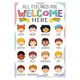 FLYAB Feelings Chart for Kids - Classroom Decorations Elementary Emotions Learning Mental Health Poster for Toddlers Educational Calming Corner Teacher Must Haves for Back to School Supplies
