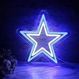 Dallas Cowboy Neon Sign – Blue and White Star LED Light for Cowboys Fans, Game Room Wall Decor, Cowboys Merch Gift for Men, Boys, Sports Lovers