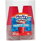 Hefty Party On Disposable Plastic Cups, Red, 18 Ounce, 30 Count