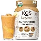 KOS Organic Plant Based Protein Powder, Chocolate Peanut Butter - Delicious Vegan Protein Powder Meal Replacement - Keto Friendly, Gluten Free, Dairy Free & Soy Free - 2.4 lbs, 28 Servings