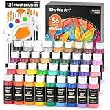 Shuttle Art Acrylic Paint Set, 36 Colors Acrylic Paint with Brushes & Palette, 2oz/60ml Bottles, Rich Pigments Non-toxic for Artists Kids & Adults, Painting on Canvas Rock Ceramic Wood