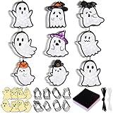 Tinlade 32 Set Halloween Suncatcher Crafts Kit Ghost Suncatcher Paper Crafts with Tissue Paper DIY Window Stained Glass Effect Hanging Ornaments for Halloween Boo DIY Activities Party Favors