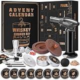 Whiskey Advent Calendar 2025 for Men, 24-Day Bourbon Smoker Infuser Kit for Cocktail and whisky Lovers, Perfect Christmas and Holiday Gift for Husband, Dad, Boyfriend, Him(NO BUTANE)