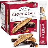 Nonni's Cioccolati Dark Chocolate Almond Biscotti Cookies – Individually Wrapped Italian Coffee Snack, Crunchy Twice-Baked, 21.5 oz Carton