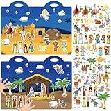 Christmas Nativity 3D Puffy Sticker Activity Book 100 Reusable Stickers Kids Activities Religious Scene Sticker Book Xmas Holy Night Removable Stickers for Toddlers Ages 4+ Gifts Toys Supplies Favor