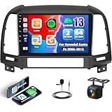 2G+64G Android Car Stereo Radio for Hyundai Santa Fe 2006-2012 Wireless Apple CarPlay Android Auto 9 Inch HD Touch Screen Bluetooth GPS Navigation Mirror Link WiFi FM/RDS SWC AHD Backup Camera Mic