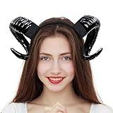 Orgoue Devil Horns Headband, Black Horn Devil Costume Accessory Witch Horn Headpiece for Women Men for Halloween Cosplay (Horns2)