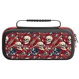 Compatible with Nintendo Switch Case, Rock Style Music Skull Print Travel Carrying Cases Compatible with Switch Lite/Oled Console Case, Protective Cases for Accessories & Games