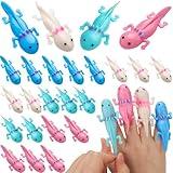 28Pack Axolotl Party Favors, 4 Colors Axolotl Rubber Toy, Axolotl Toy for Gifts Christmas, Halloween Finger Slingshot Novelty Toys, Axolotl Party Decorations for Novelty Toys and Amusements
