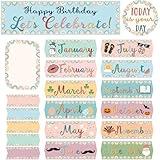 Outus 60 Pcs Happy Birthday Bulletin Board Set Classroom Confetti Birthday Chart Cutouts for Classroom Wall Decoration for Students School Class Bulletin Board Teaching Supply (Boho)